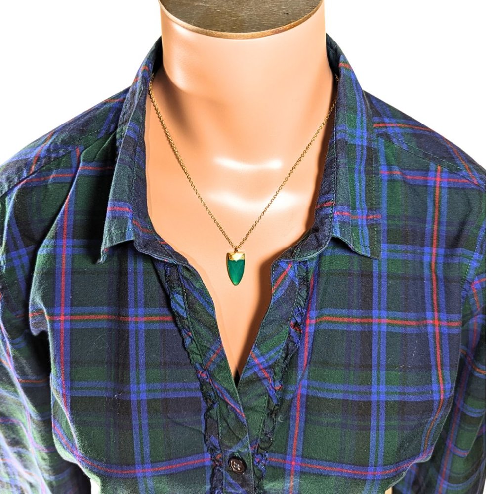 Wear Lex Handmade Gold Tone Green Crystal Amulet Pendant Artisan Necklace - Picture 2 of 8